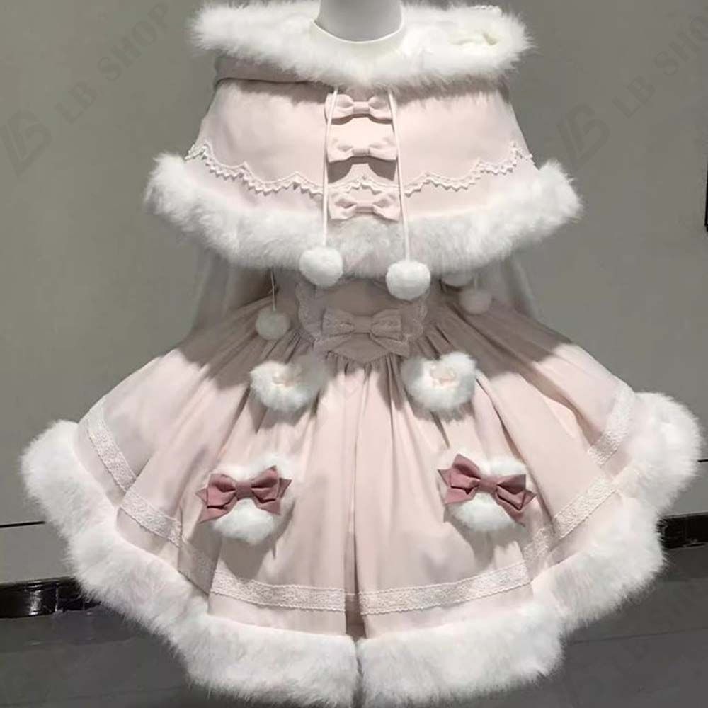 オリジナル lolita 洋服 冬 長袖 ロリータワンピース セット　L371＃ Lolitaマントワンピースセット レディー ロリータ 2点セット S-XL 冬服
