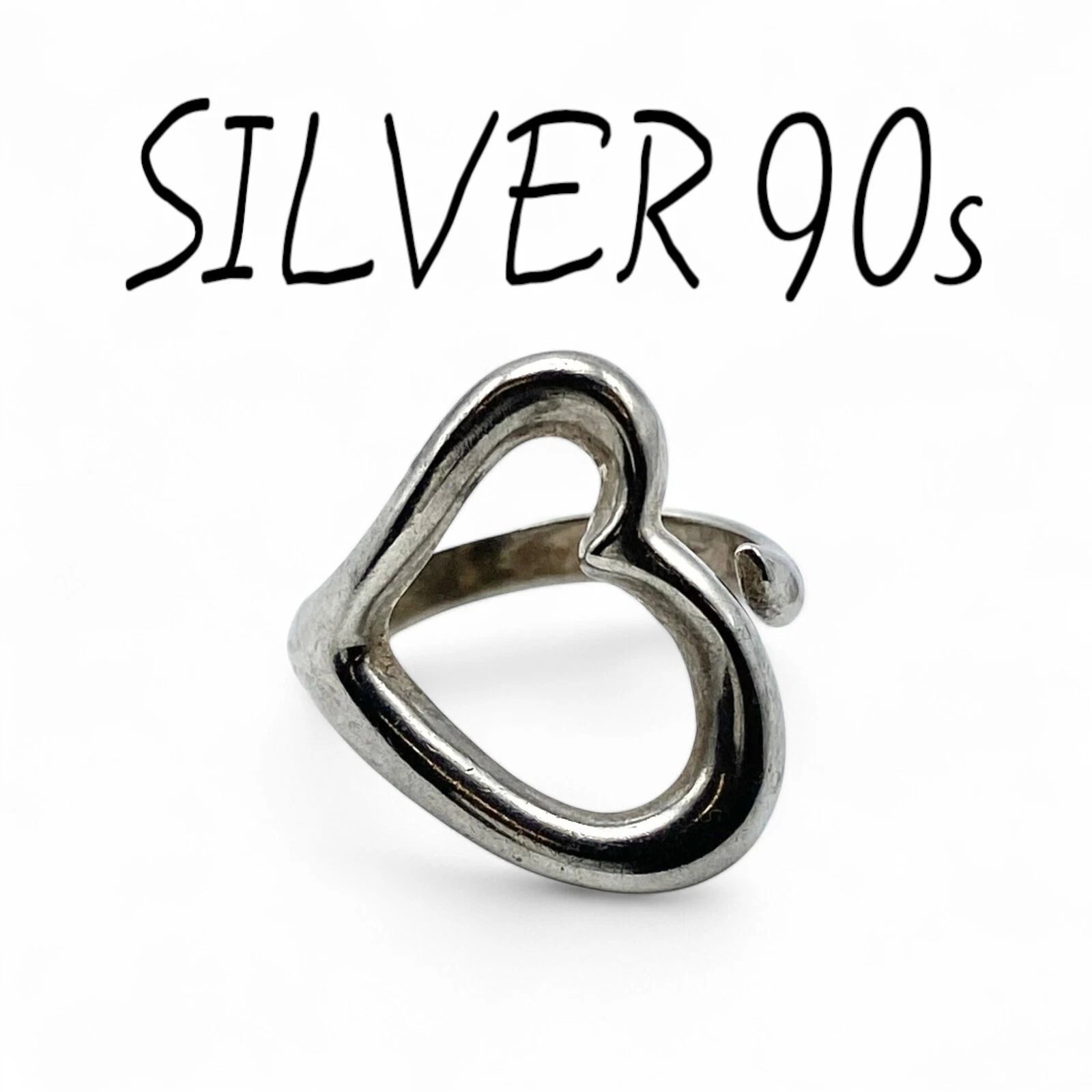 70~90s代のヴィンテージジュエリー シルバー ハート型リング 925 オープンハート】Silver 925 刻印 90s Vintage Design Ring シルバー