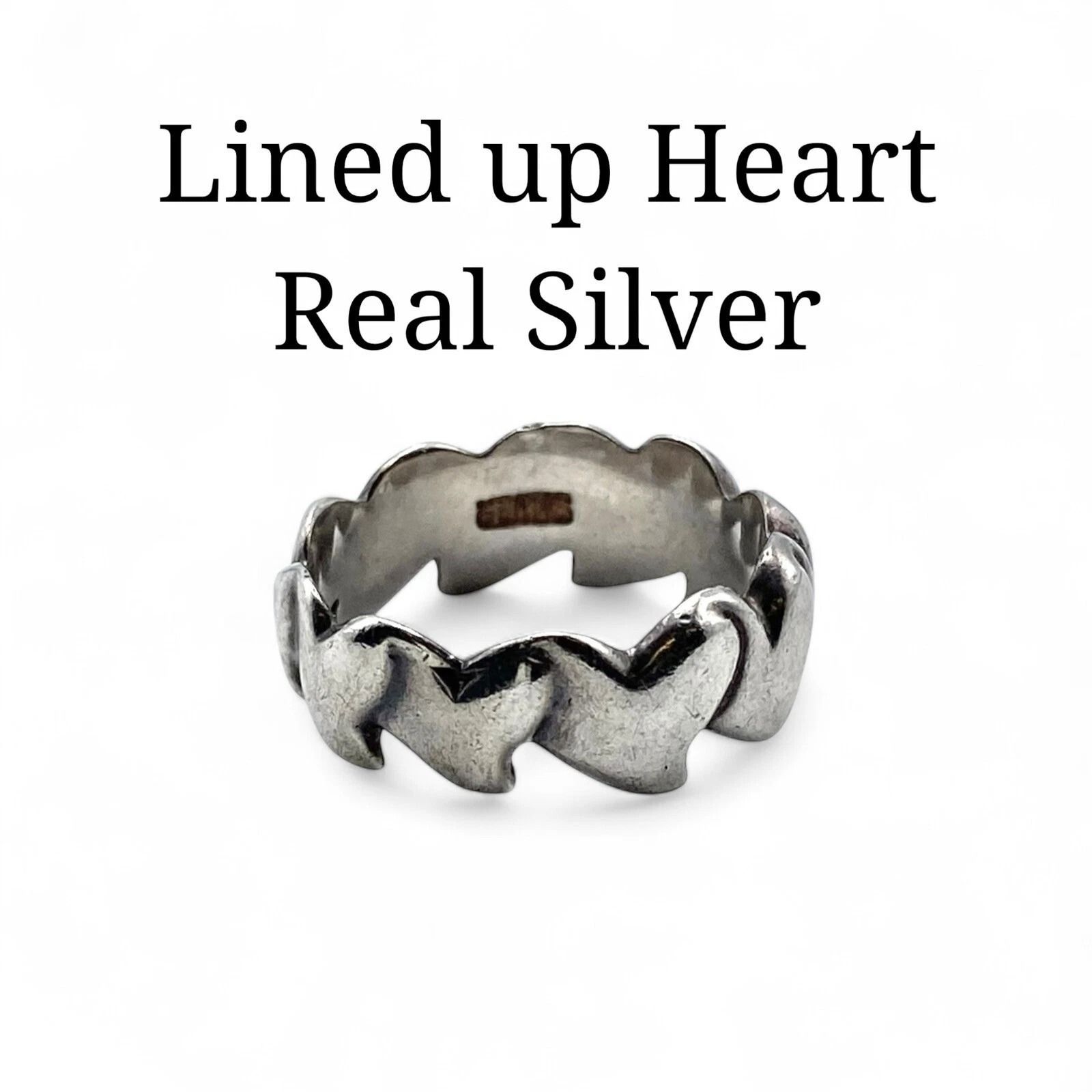 連なるハート】Silver 925 刻印 90s Vintage Design Ring シルバー