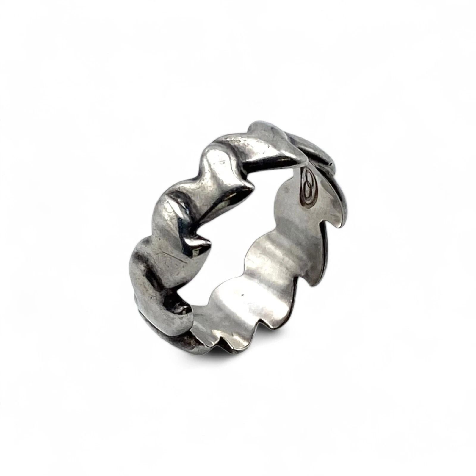 連なるハート】Silver 925 刻印 90s Vintage Design Ring シルバー