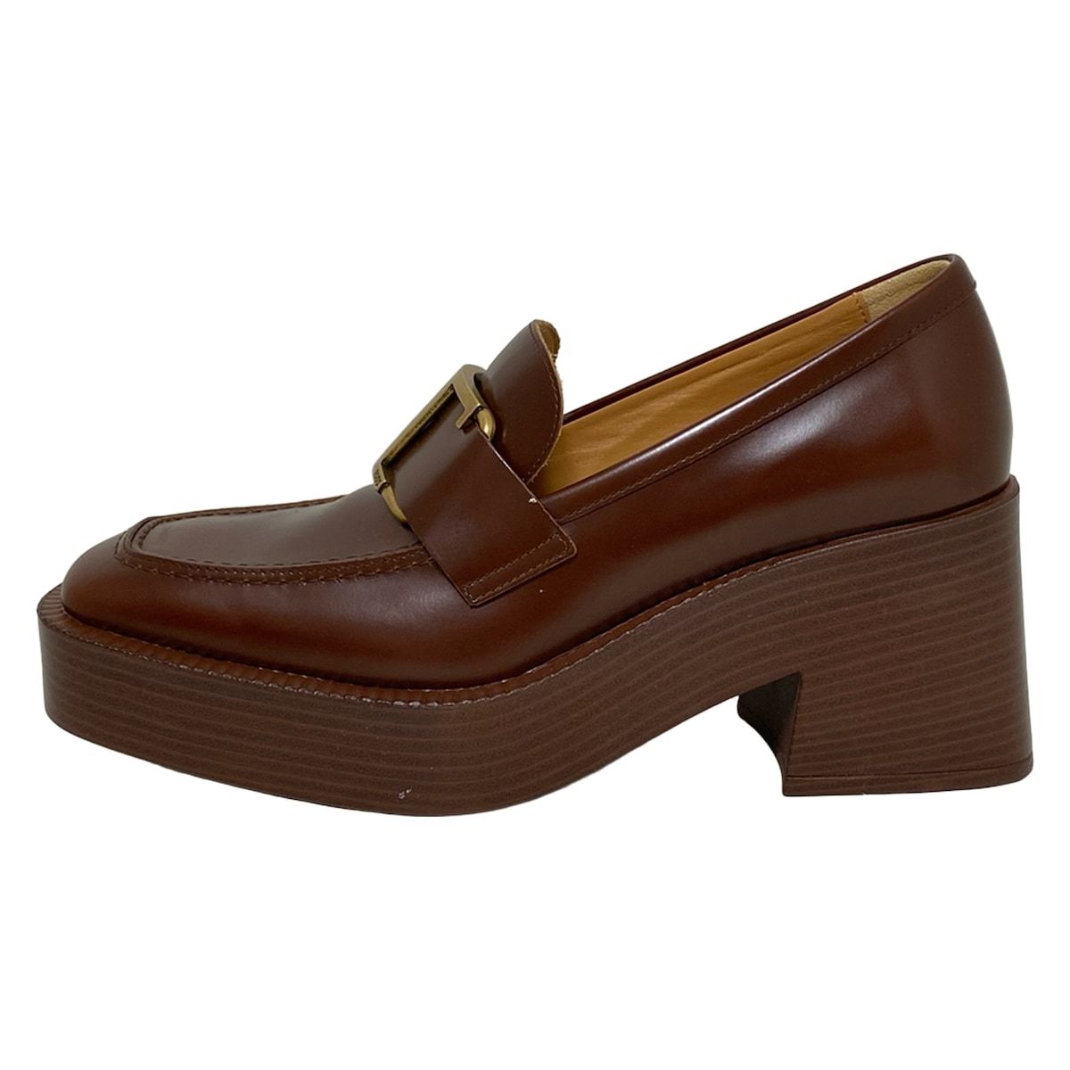 TOD'S(トッズ) ローファー 37 レディース Tタイムレス ブラウン 厚底