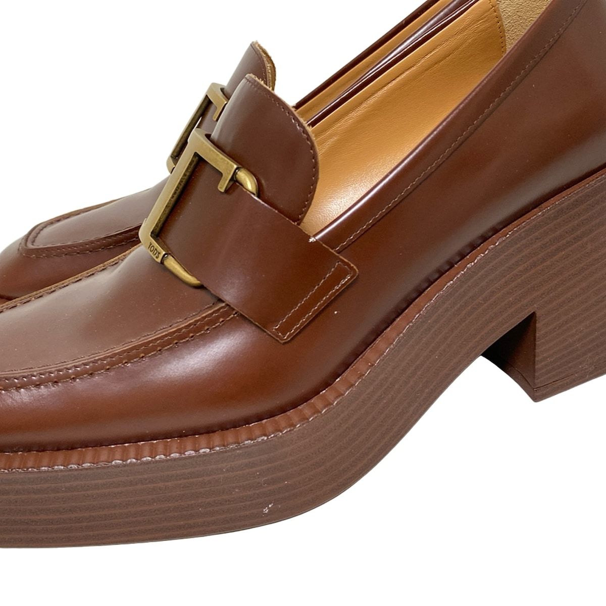 TOD'S(トッズ) ローファー 37 レディース Tタイムレス ブラウン 厚底