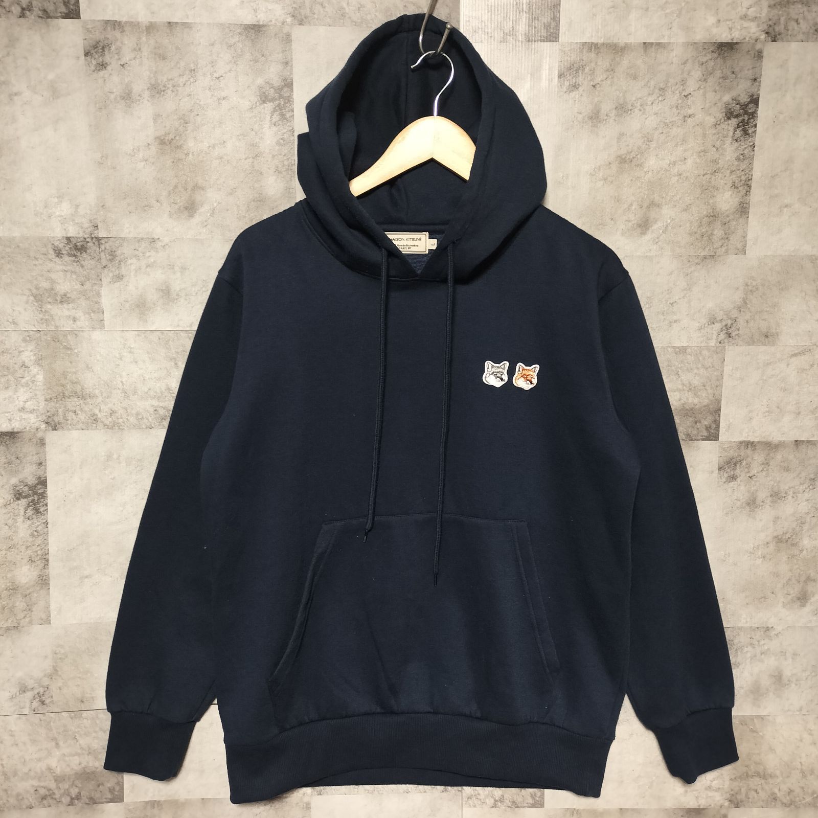 MAISON KITSUNE ダブルフォックス パーカー Lサイズ ネイビー プル