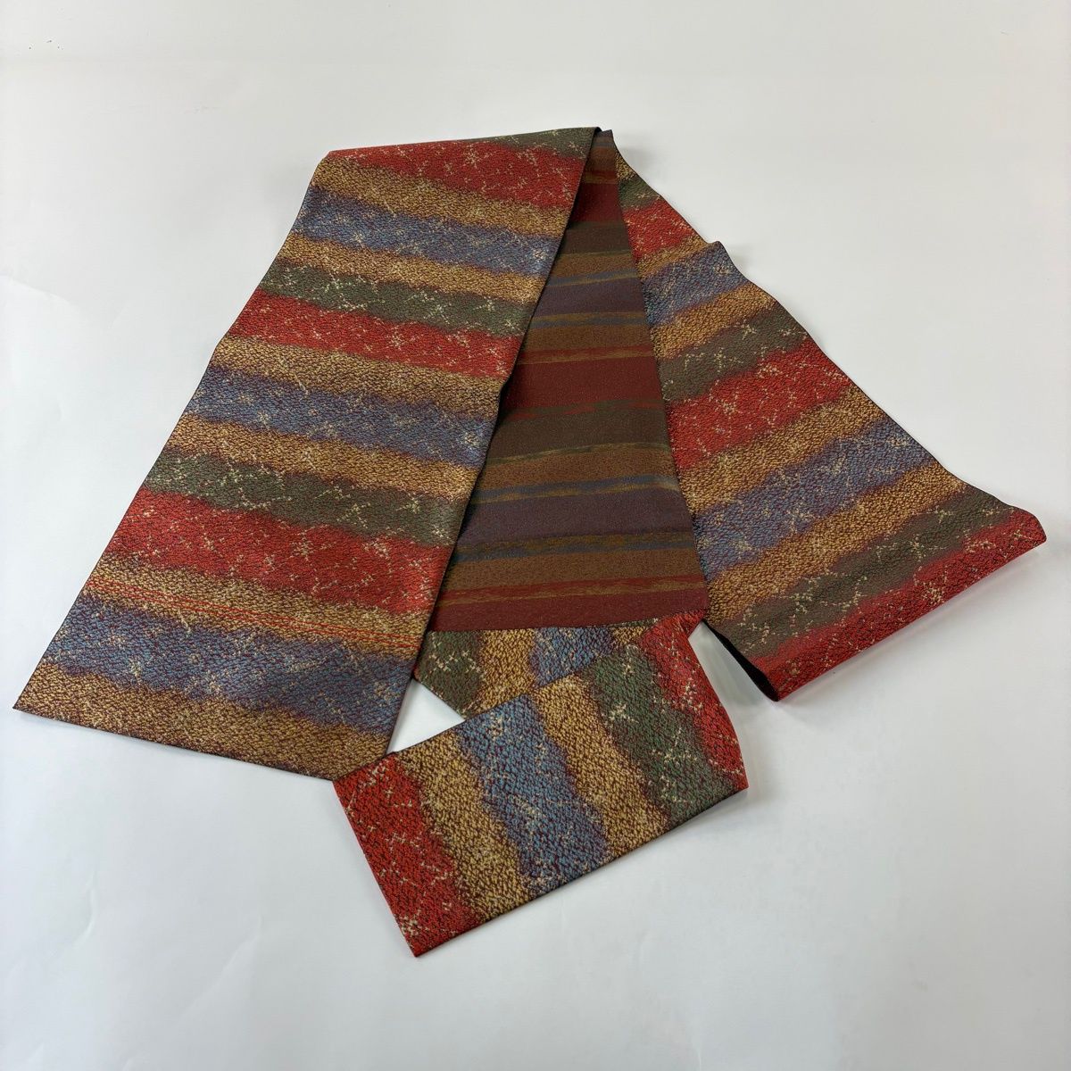 美品】 名古屋帯 優品 段縞 金糸 赤茶 正絹 【中古】 - メルカリ