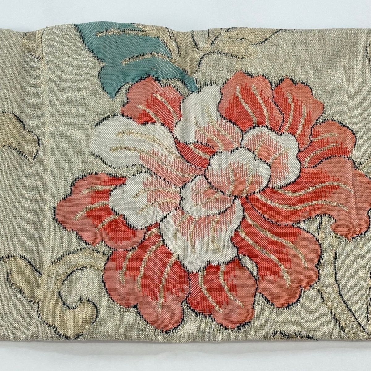 ユ113名古屋帯 ベージュ　金糸 花柄唐草花 着物帯　仕立て上り　美品 名古屋帯 優品 花唐草 金糸 ベージュ 正絹 【中古】 - メルカリ