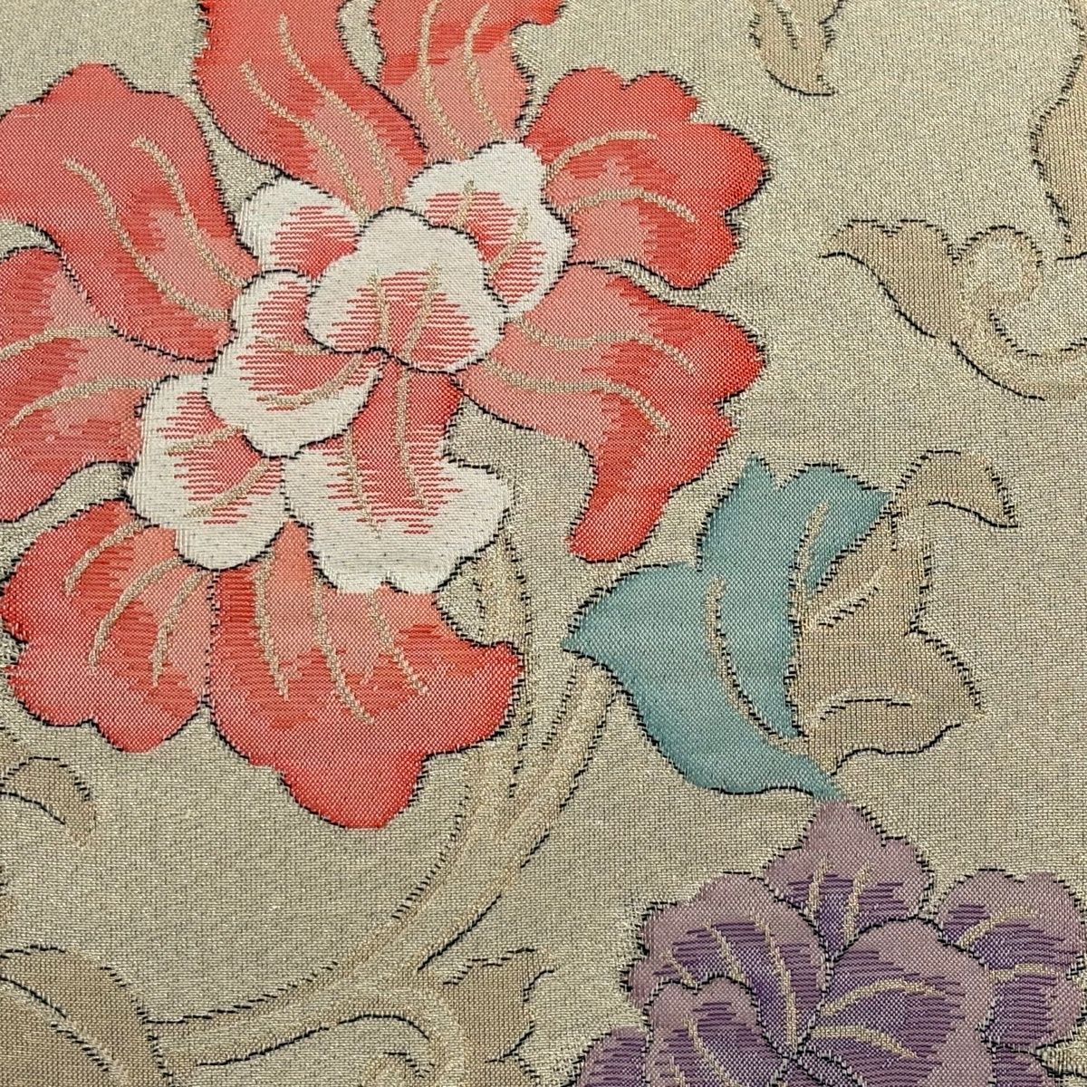 名古屋帯 優品 花唐草 金糸 ベージュ 正絹 【中古】 - メルカリ