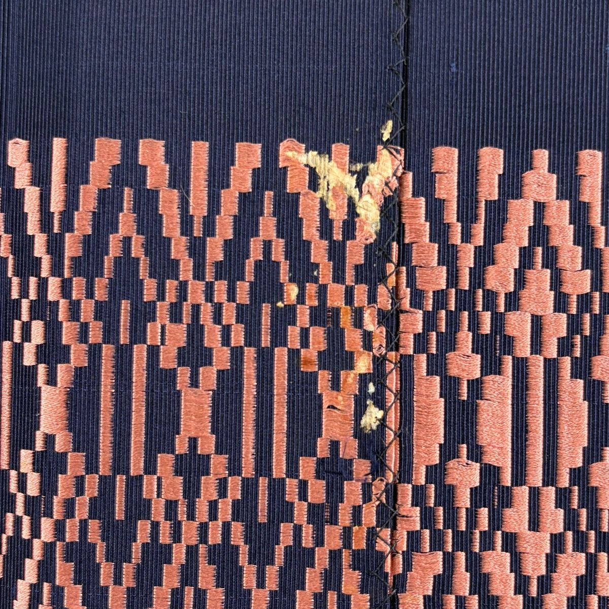 美品】 名古屋帯 優品 八寸名古屋帯 松葉仕立て 独鈷 縞 濃紺 正絹