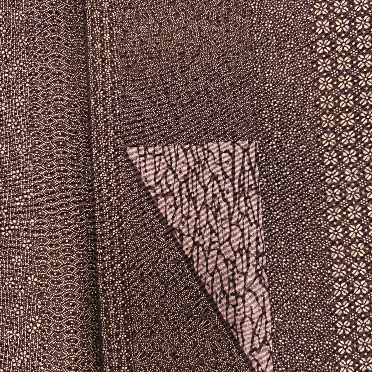 美品】 江戸小紋 身丈150.5cm 裄丈61cm S 袷 小花 寄せ柄 小豆色 正絹