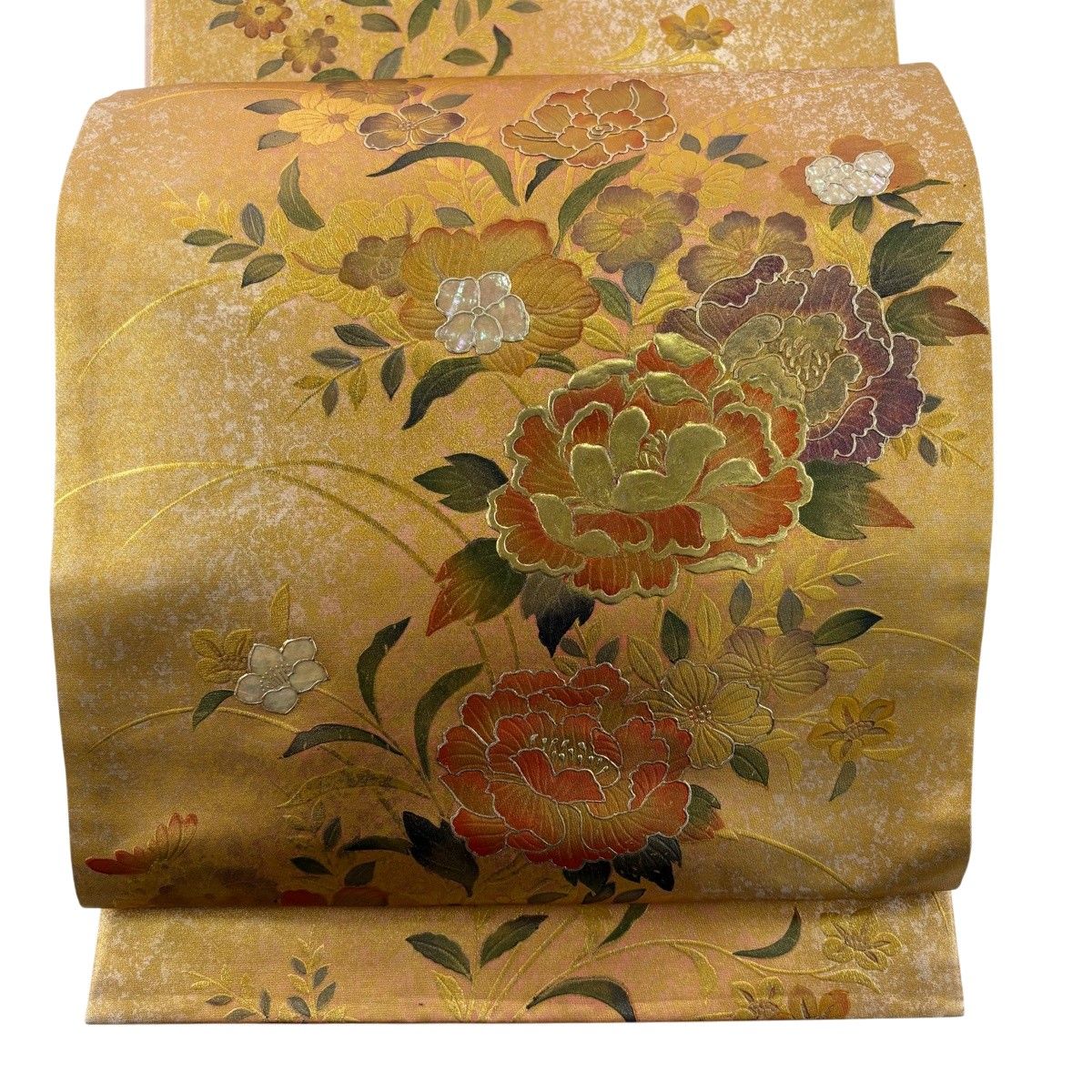 袋帯 秀品 牡丹 草花 螺鈿 金彩 金色 お太鼓柄 正絹 【中古】 - メルカリ