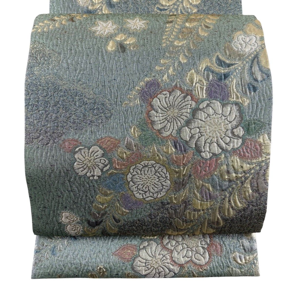 箔が美しい柔らかく優しいお色の辻が花　正絹六通袋帯 蜀煌華妖文 豪華金糸六通袋帯 袋帯 美品 秀品 辻が花