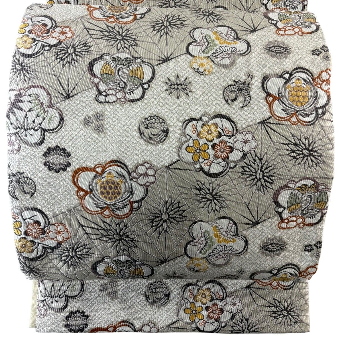 美品】 袋帯 秀品 紹巴紅型 梅 鶴亀 灰白 六通 正絹 【中古】 - メルカリ