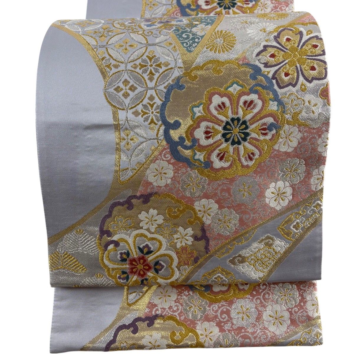 袋帯 秀品 華文 七宝 金銀糸 箔 青灰色 六通 正絹 【中古】 - メルカリ