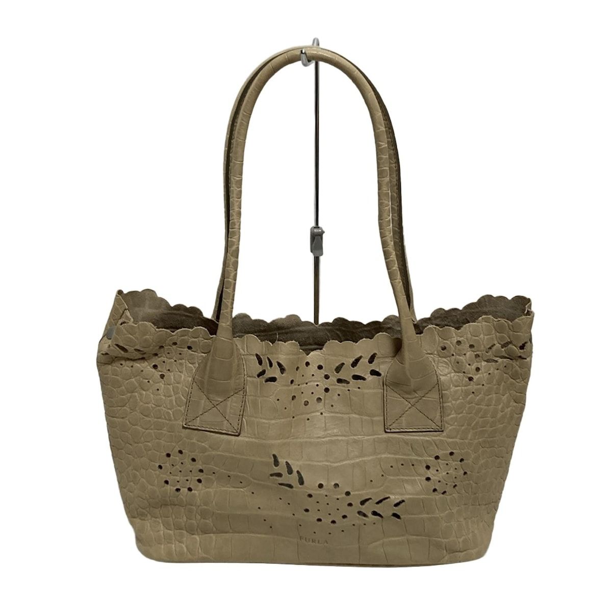 FURLA(フルラ) ショルダーバッグ - ベージュ×ブラウン 型押し加工 