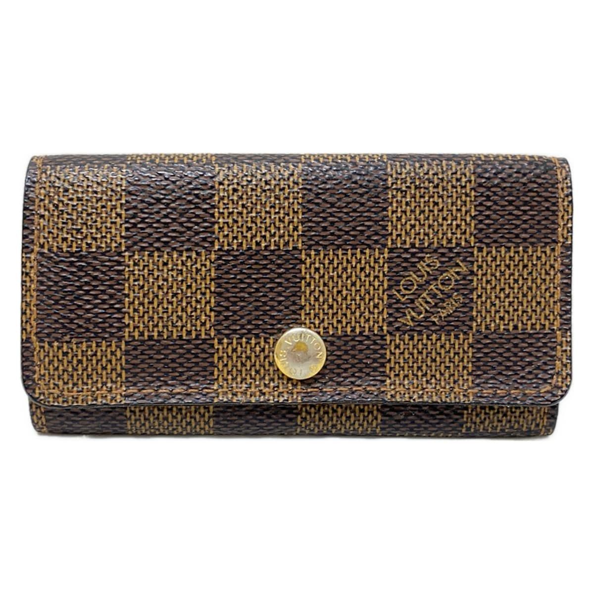 【超極美品】ルイヴィトン ダミエエベヌ キーケース ミュルティクレ4　4連　茶色 超極美品】ルイヴィトン ダミエエベヌ キーケース ミュルティクレ4 4連