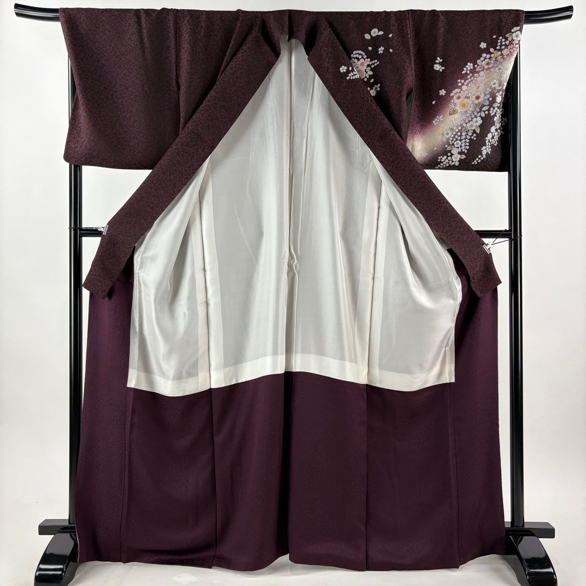 美品】 訪問着 身丈168cm 裄丈68.5cm L 袷 袋帯セット 辻が花柄 銀通し