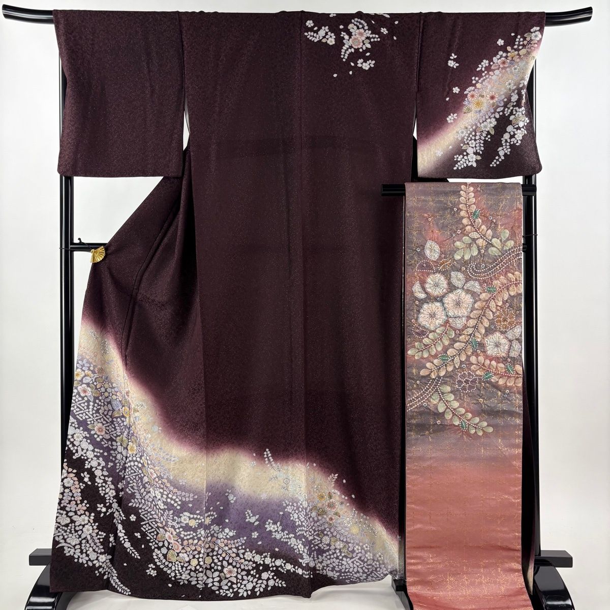 未使用近い　美品　袷　正絹　辻ヶ花　縮緬　訪問着　フルセット　西陣唐織辻ヶ花袋帯 美品】 訪問着 身丈168cm 裄丈68.5cm L 袷 袋帯セット 辻が花柄 銀通し