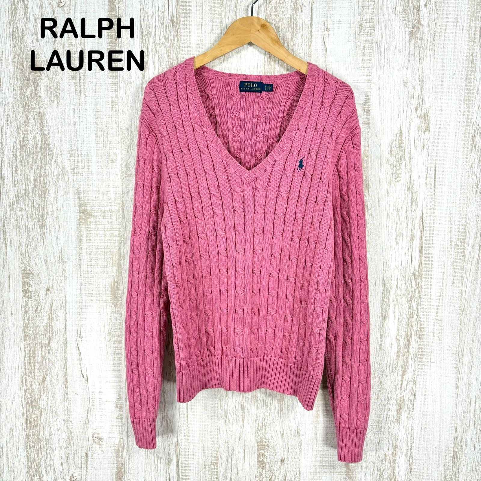 美品 POLO RALPH LAUREN ポロラルフローレン ポニーロゴ刺繍 Vネック