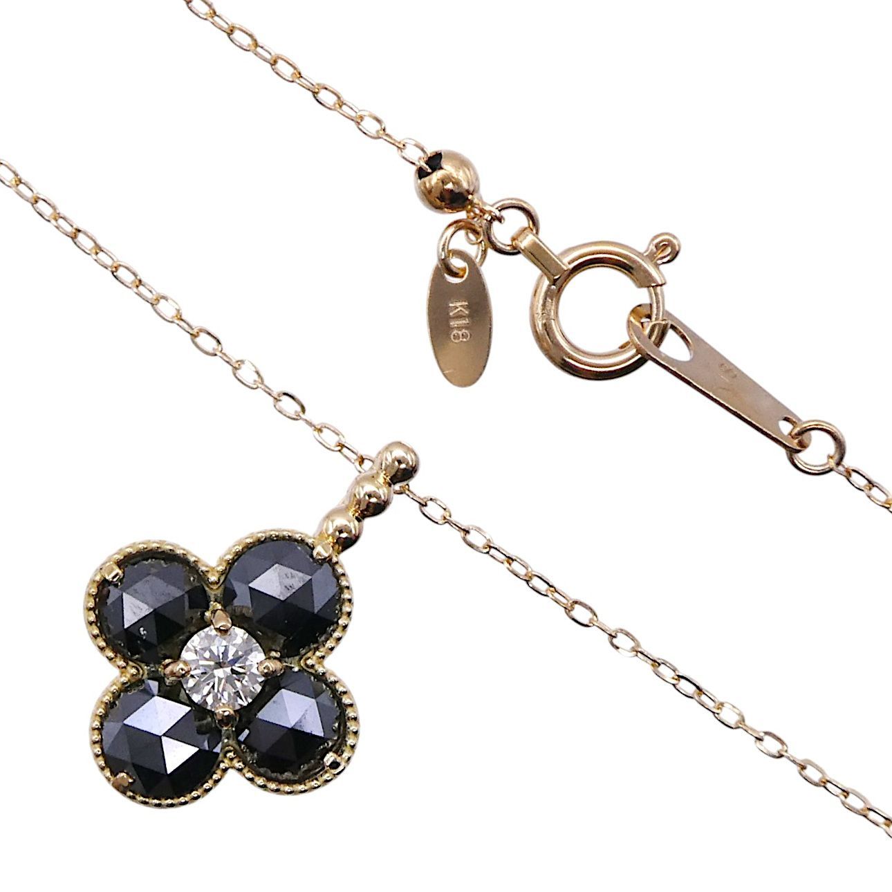 ネックレス K18 ブラックダイヤモンド0.92ct/ダイヤモンド0.08ct 