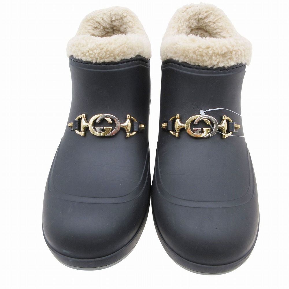 GUCCI グッチ インターロッキングG ラバーブーツ シューズ ブラック