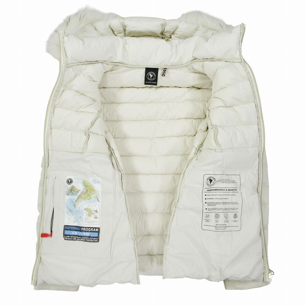 極美品 ケープホーン ダウンジャケットラクーンファー 白40 SALTA 美品 CAPE HORN ケープホーン SALTA ダウンコート ジャケット ショート