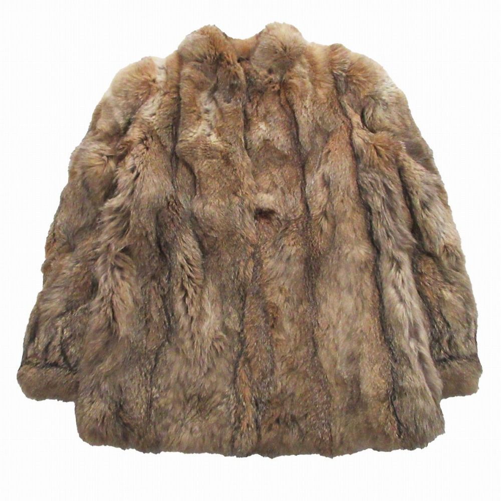 フォックスファー 本毛皮 リアルファー コート アウター ブラウン