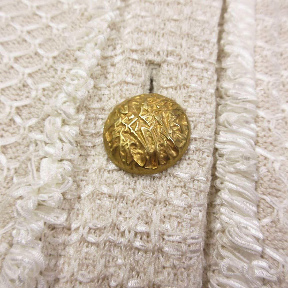 ST.JOHN セントジョン 金ボタン ジャガード ノーカラージャケット