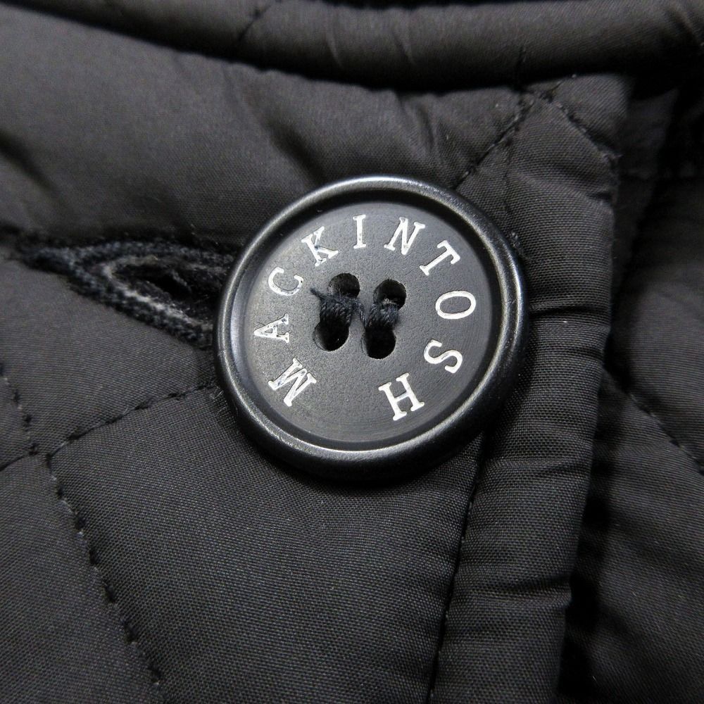 【美品】マッキントッシュ ボアキルティングフーデッドコート 英国製 黒36 最上級マッキントッシュ スコットランド キルティング ボア フード