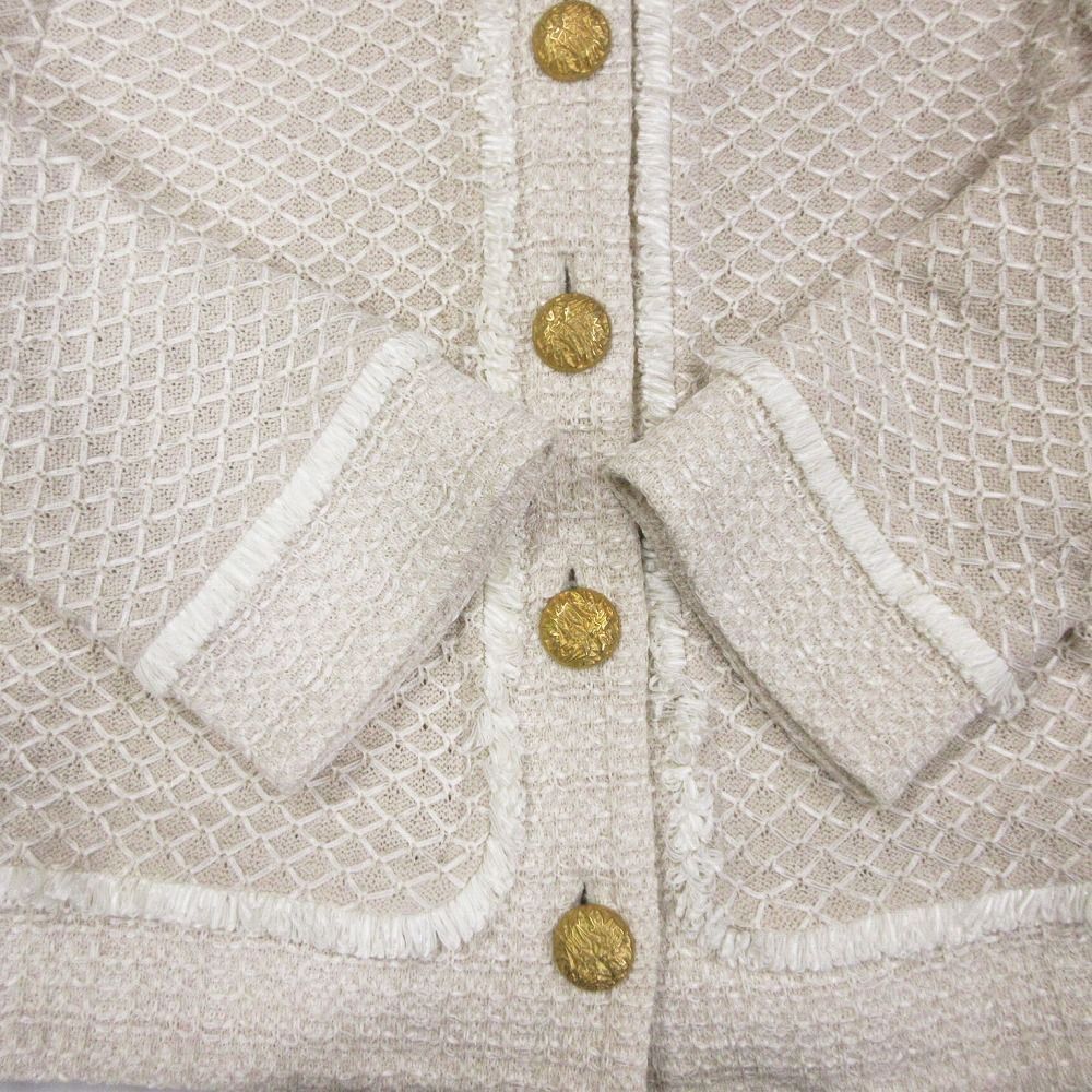 ST.JOHN セントジョン 金ボタン ジャガード ノーカラージャケット