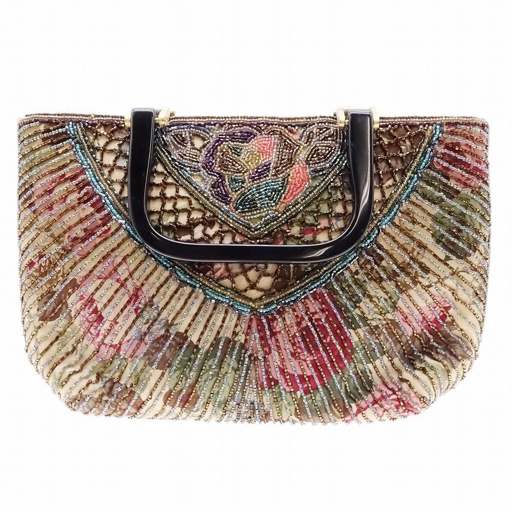 激レア✨️】ルミーはしもと 花柄 ビーズバッグ チェーンクラスプ