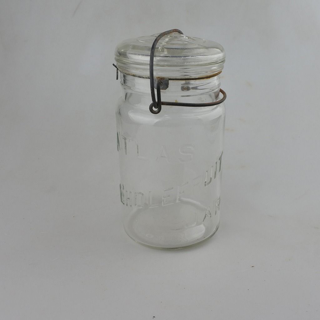 アンティーク メイソンジャー ヘーゼルアトラス ATLAS 瓶2個セット ラスト ビンテージ】1920～1950年頃 アメリカ Hazel Atlas（ヘーゼルアトラス