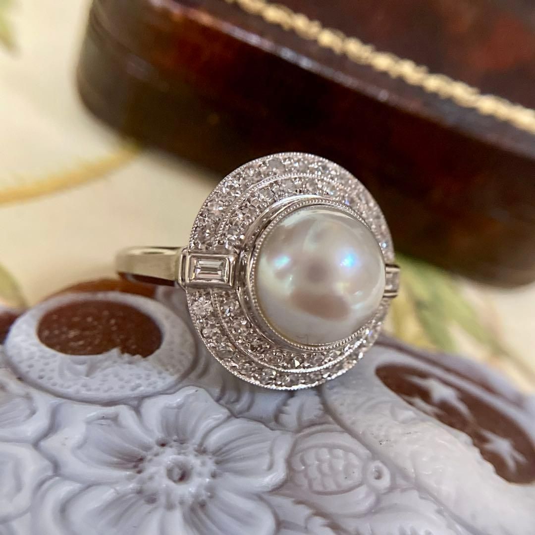 昭和初期 pm900 白蝶パール ダイヤモンド 昭和レトロ 指輪 リング