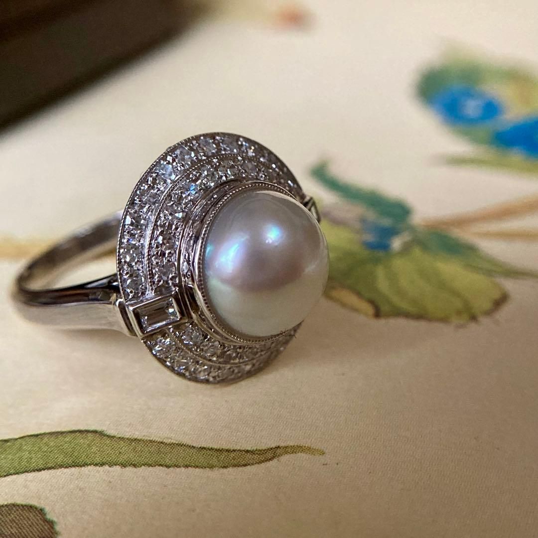 昭和初期 pm900 白蝶パール ダイヤモンド 昭和レトロ 指輪 リング