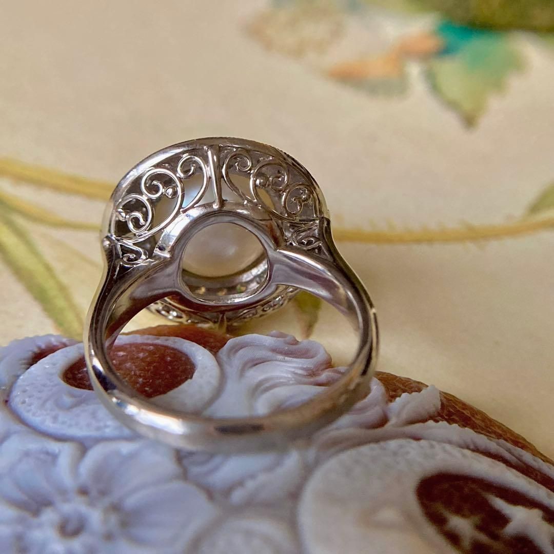 昭和初期 pm900 白蝶パール ダイヤモンド 昭和レトロ 指輪 リング