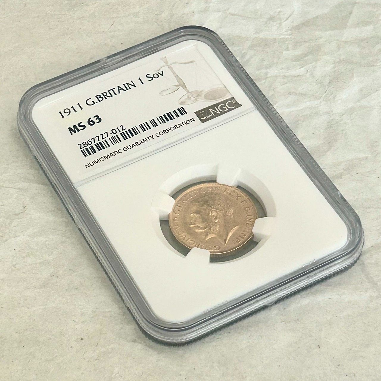 NGC 鑑定品☆1911年イギリス発行 ジョージ5世 1ソブリン金貨☆MS63
