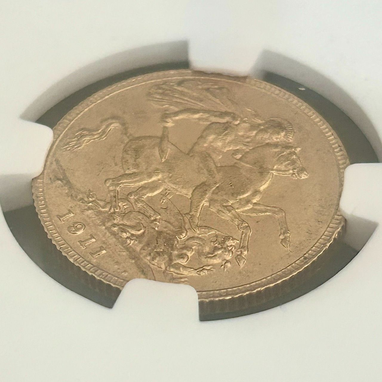 NGC 鑑定品☆1911年イギリス発行 ジョージ5世 1ソブリン金貨☆MS63