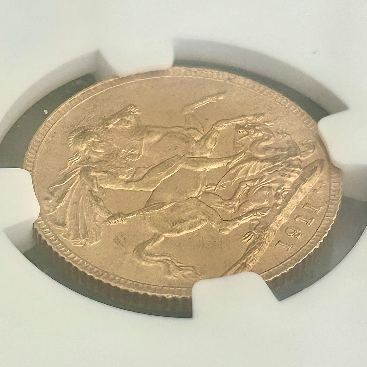 NGC 鑑定品☆1911年イギリス発行 ジョージ5世 1ソブリン金貨☆MS63