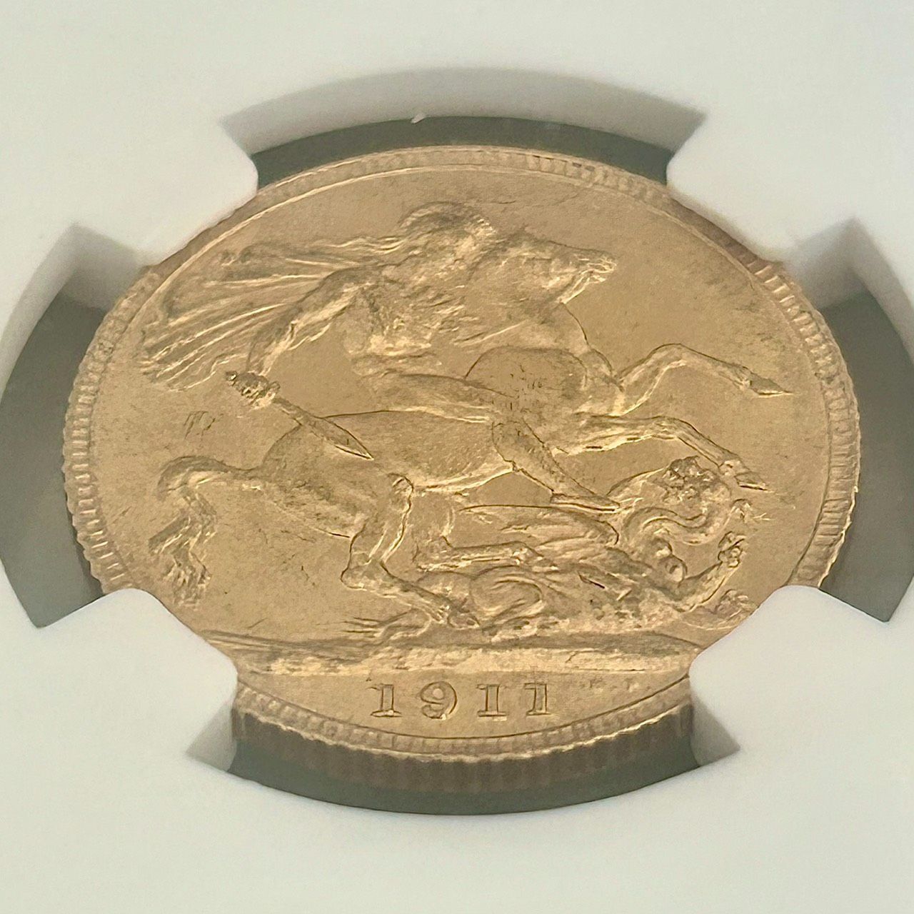 NGC 鑑定品☆1911年イギリス発行 ジョージ5世 1ソブリン金貨☆MS63