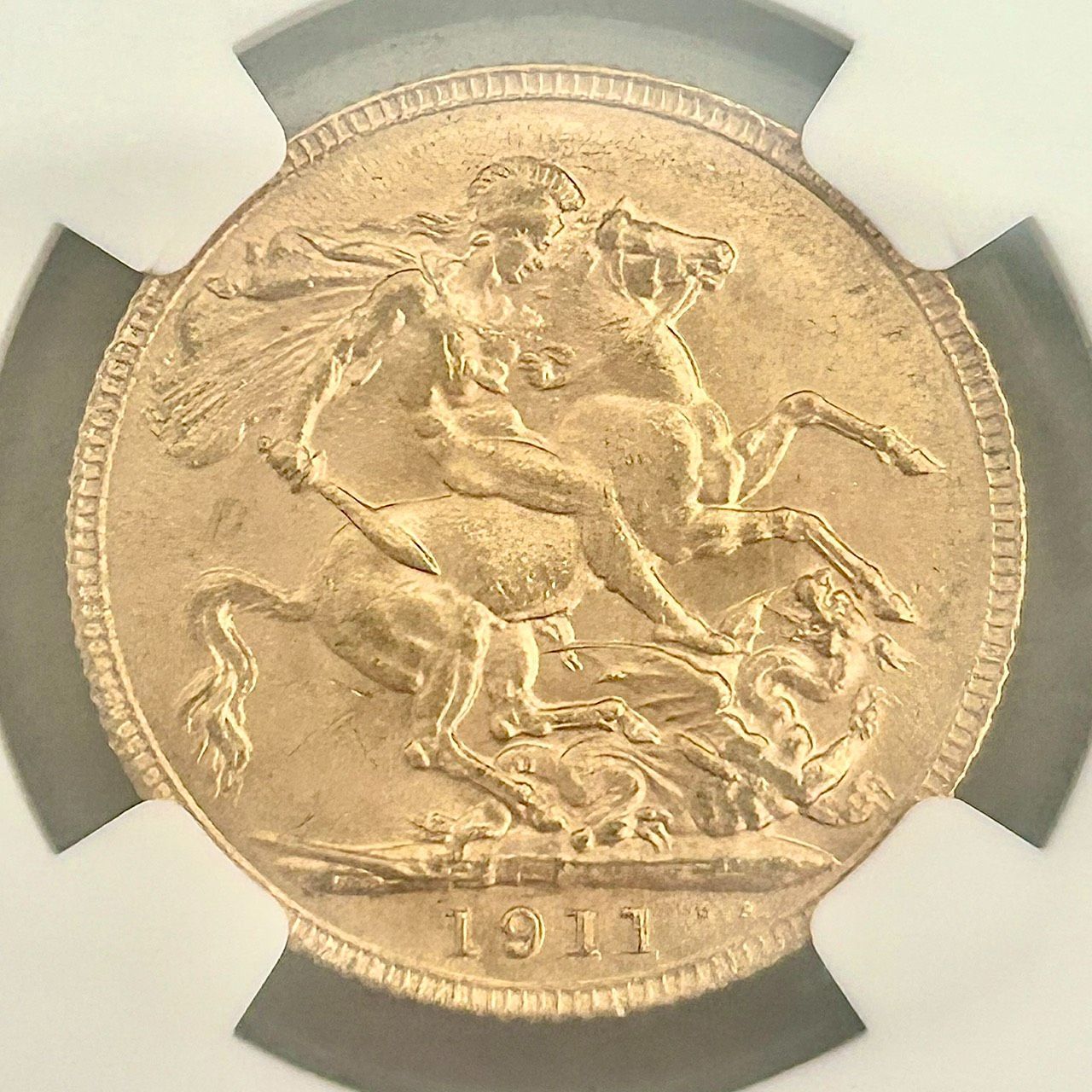 NGC 鑑定品☆1911年イギリス発行 ジョージ5世 1ソブリン金貨☆MS63