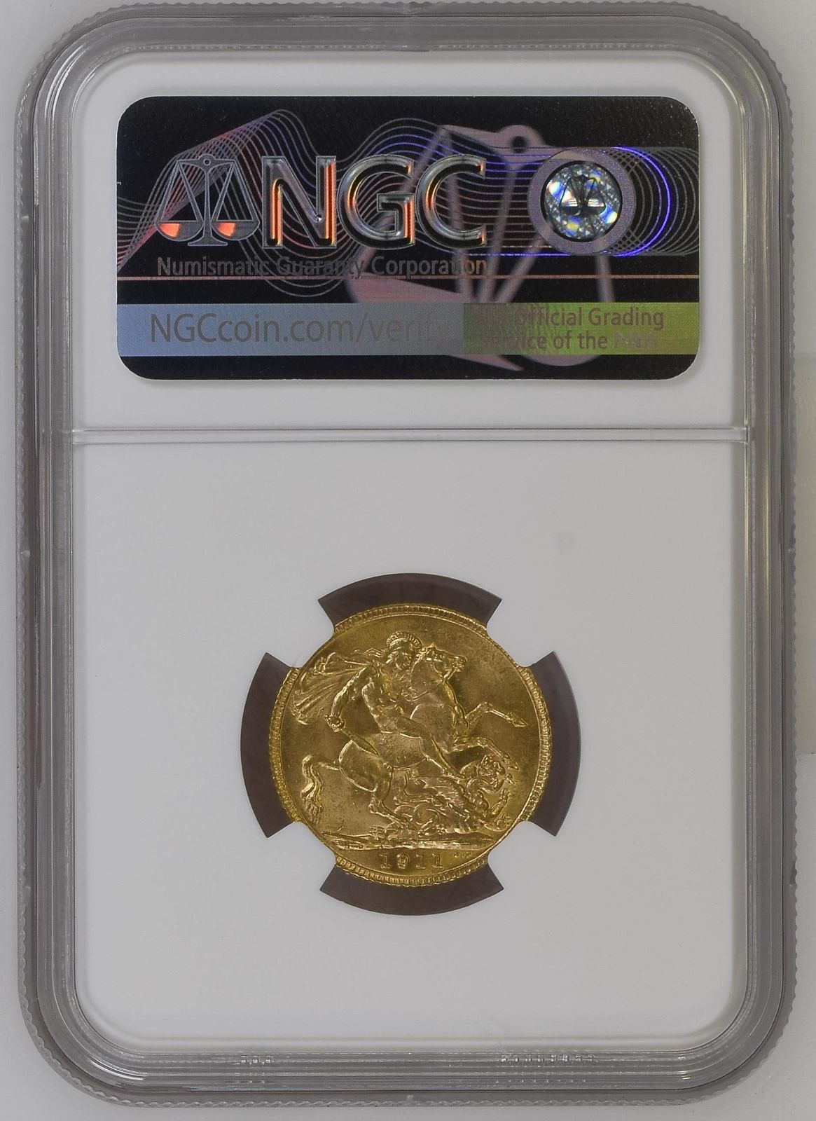 NGC 鑑定品☆1911年イギリス発行 ジョージ5世 1ソブリン金貨☆MS63