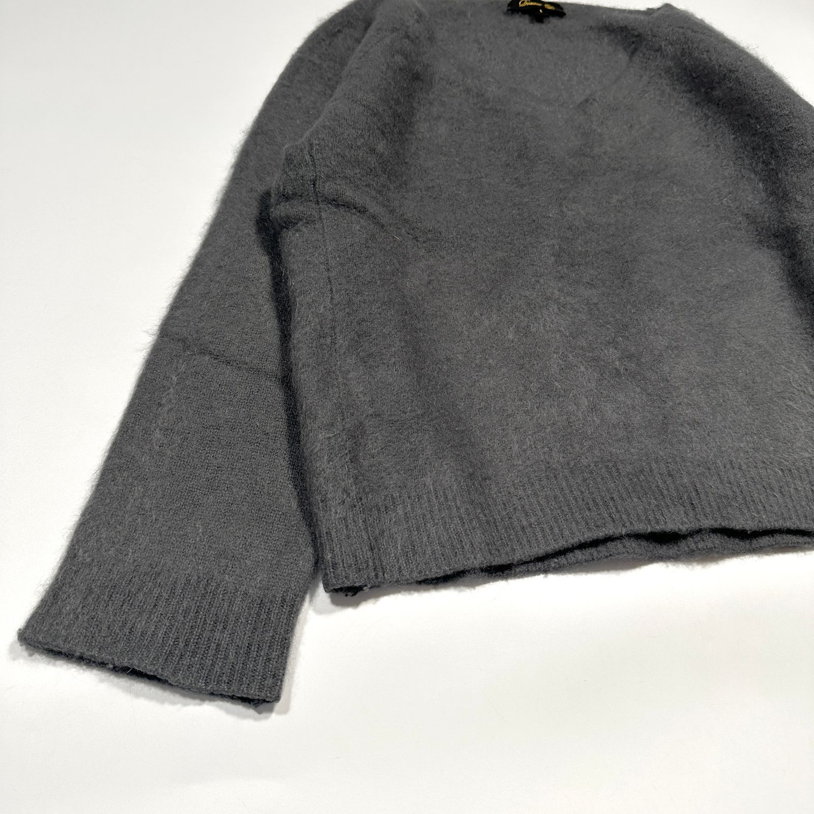 【Drawer】新品 ドゥロワー カシミヤ100%ニット ダークグレー Drawer / ドゥロワー | 18G カシミヤシルクリブクルーネックニット | F