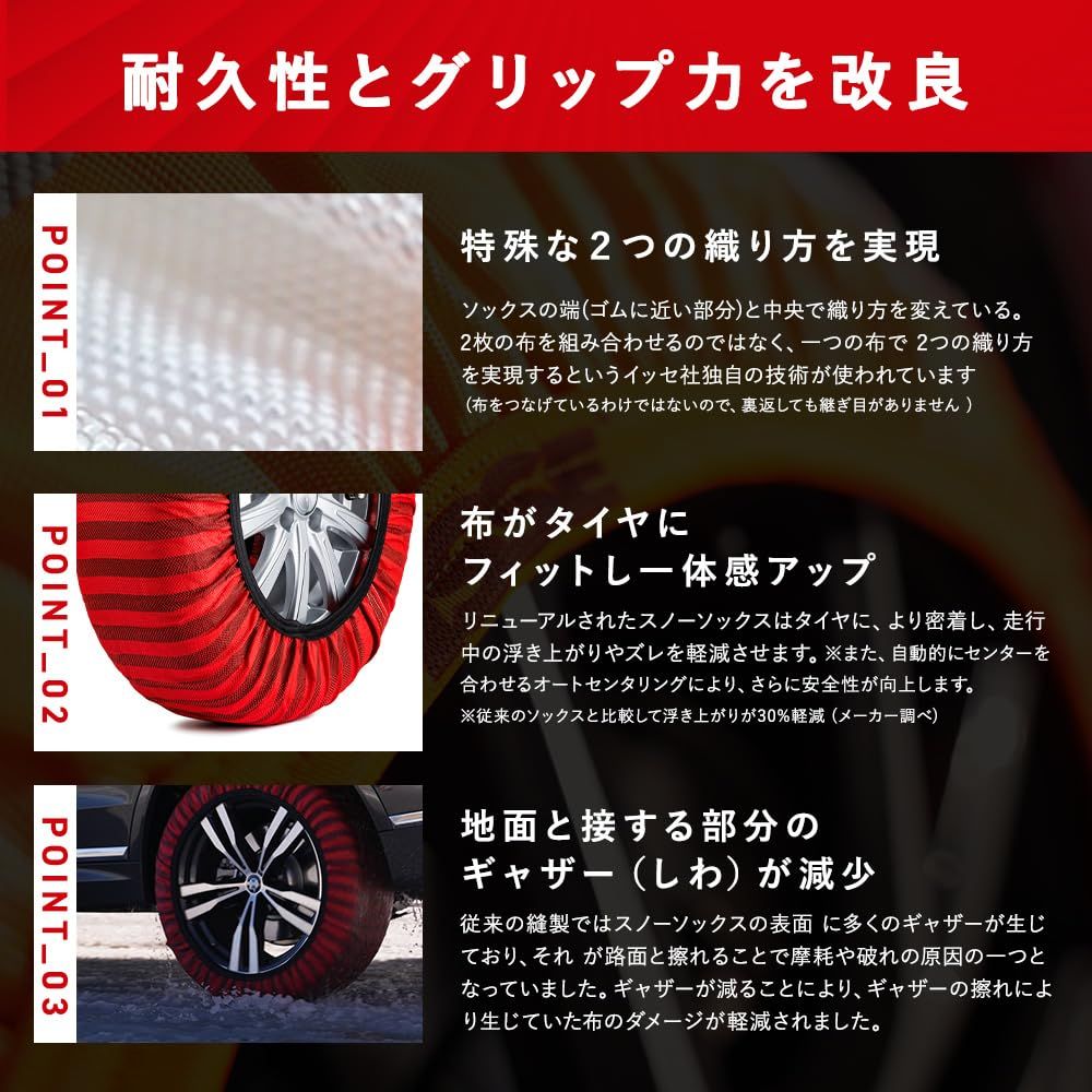 公式】イッセ スノーソックス 特許技術 CLASSIC タイプ2 布製タイヤチェーン チェーン規制対応 ジャッキアップ不要 すべり止め 布製 非金属  軽自動車 簡単 (66) - メルカリ