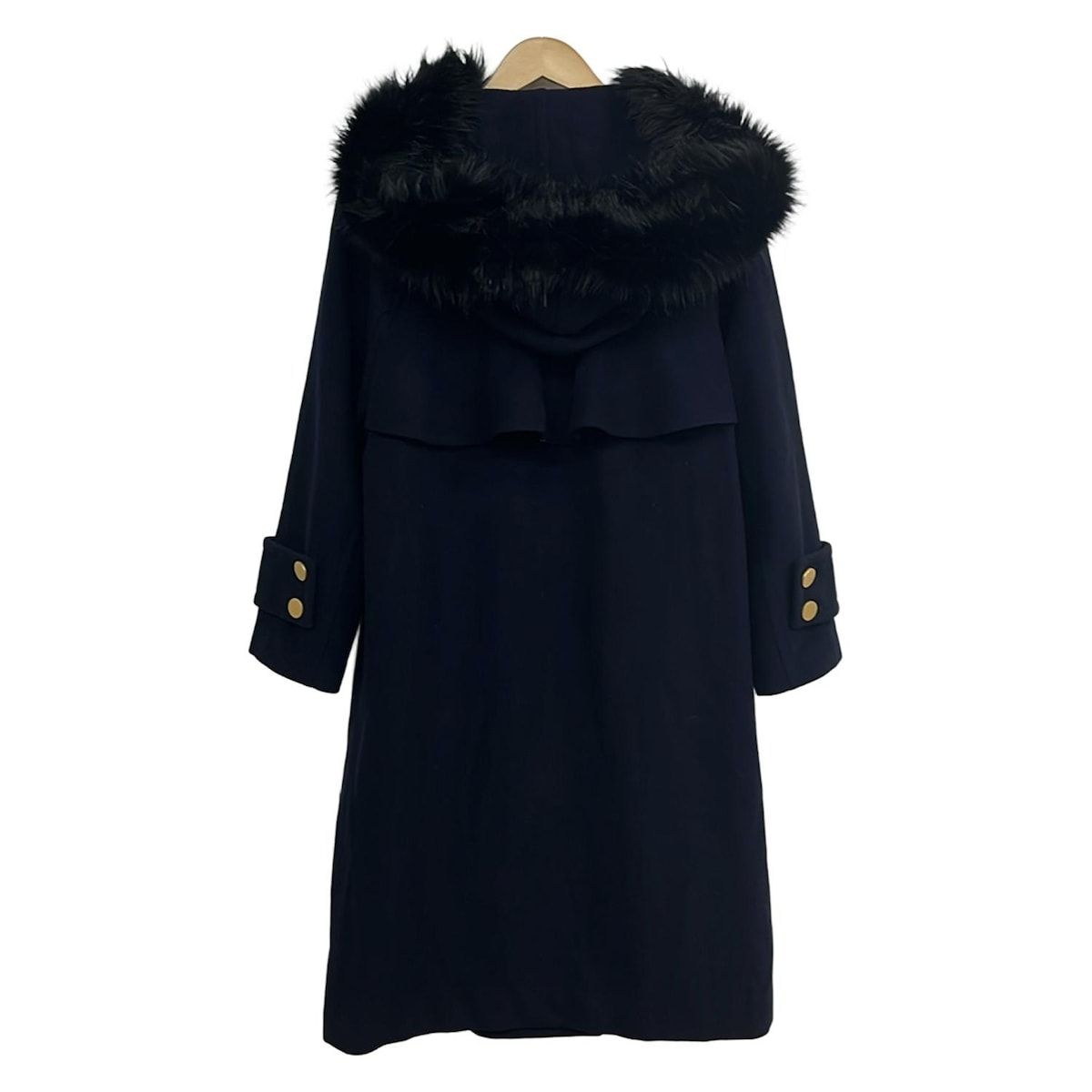 【美品】Grace Continental ライトブルー ファー付ウールコート GRACE CONTINENTAL グレースコンチネンタル ﾗｲﾄﾌﾞﾙｰ 18461076 ｳｰﾙ