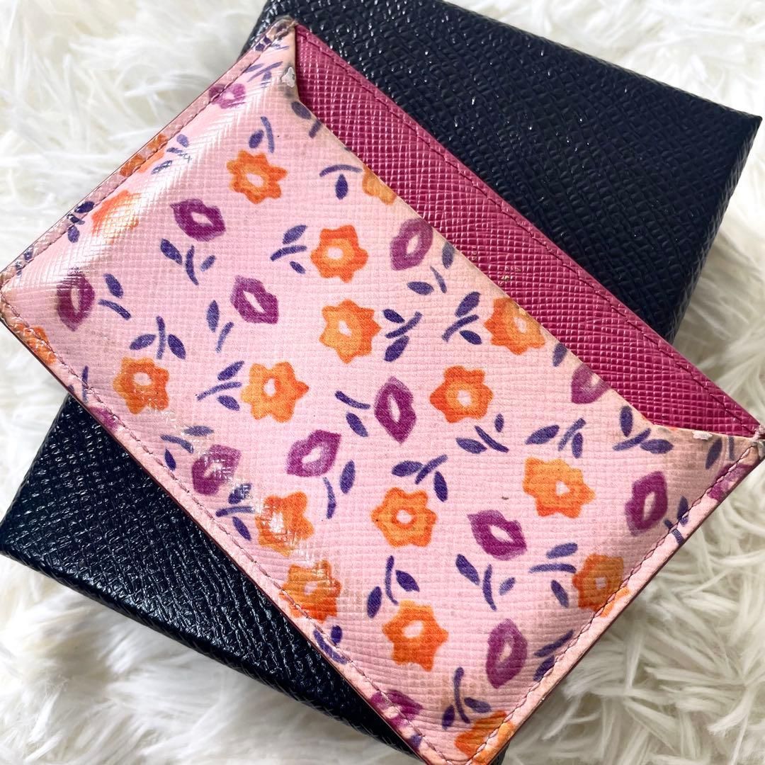 プラダ PRADA カードケース 花柄 ピンク ギャランティカード付き
