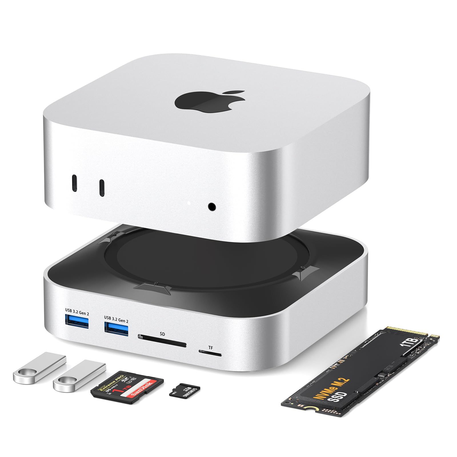 新品 BAOZEE Mac mini M4/M4 Pro専用 ドッキングステーション｜NVMe SSDエンクロージャ搭載｜10Gbps対応 10-in-1 USB-Cハブ｜HDMI・DP・USB-A×5・USB-C・SD/TFカードリーダー対応｜最大8TB S