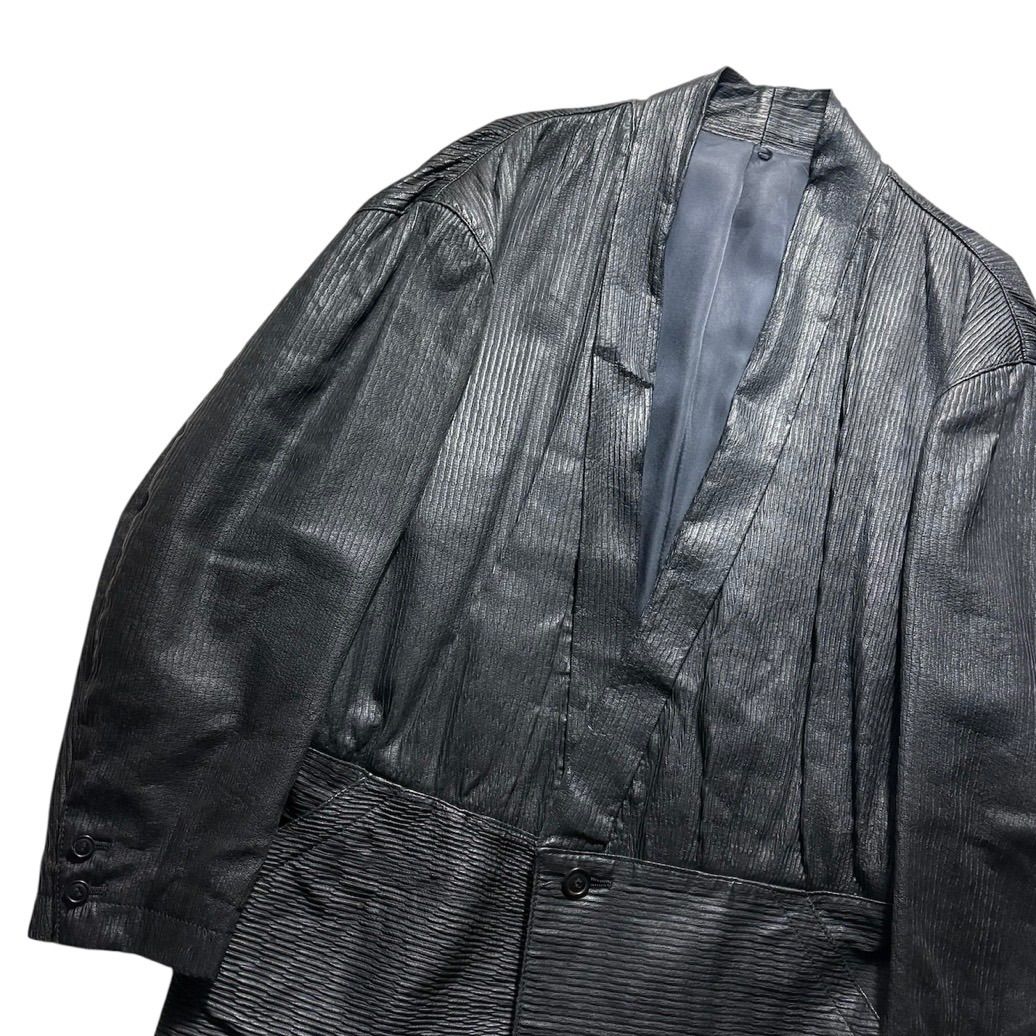 archive ISSEY MIYAKE MEN black pleats leather jacket - メルカリ