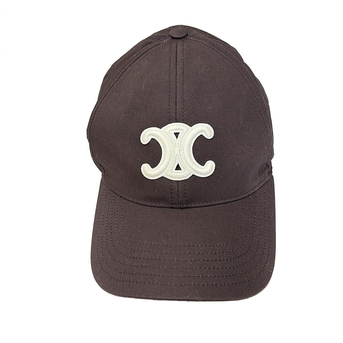 あんしん鑑定付き♪CELINE ブラウンキャップ Lサイズ 中古・古着通販】CELINE (セリーヌ) ロゴレザーキャップ ブラウン