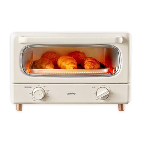 COMFEE オーブントースター レトロ トースト 焼き 黒遠赤ヒーター 1300 W高火力 30分タイマー 焼きムラ抑え スライドオープンドア ス 杏色 CF MC 142 AY 30713 e 16