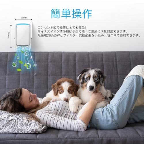 空気清浄機 マイナスイオン 小型 除菌脱臭機 消臭 静音 コンセント式 プラグ フィルター交換不要 人体無害 ペット 部屋 トイレ 家庭用 除塵 におい･花粉症対策 白 セット