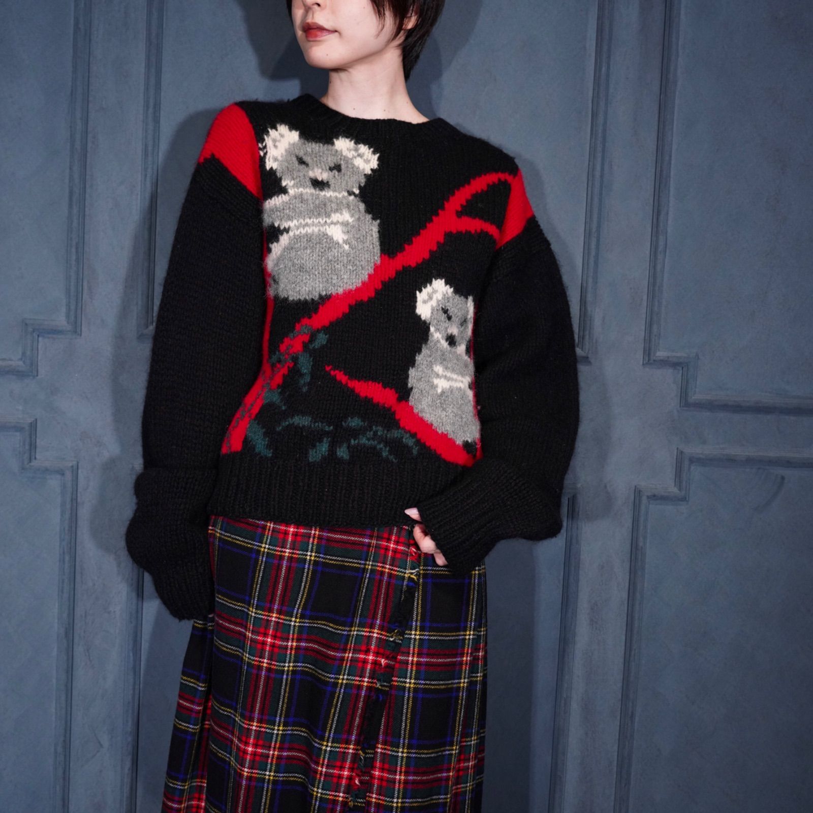 【ニット　wool rich　ウールリッチ　アニマル柄　コアラ　古着】 USA VINTAGE THE Woolrich WOMAN KOALA DESIGN WOOL KNIT/アメリカ古着