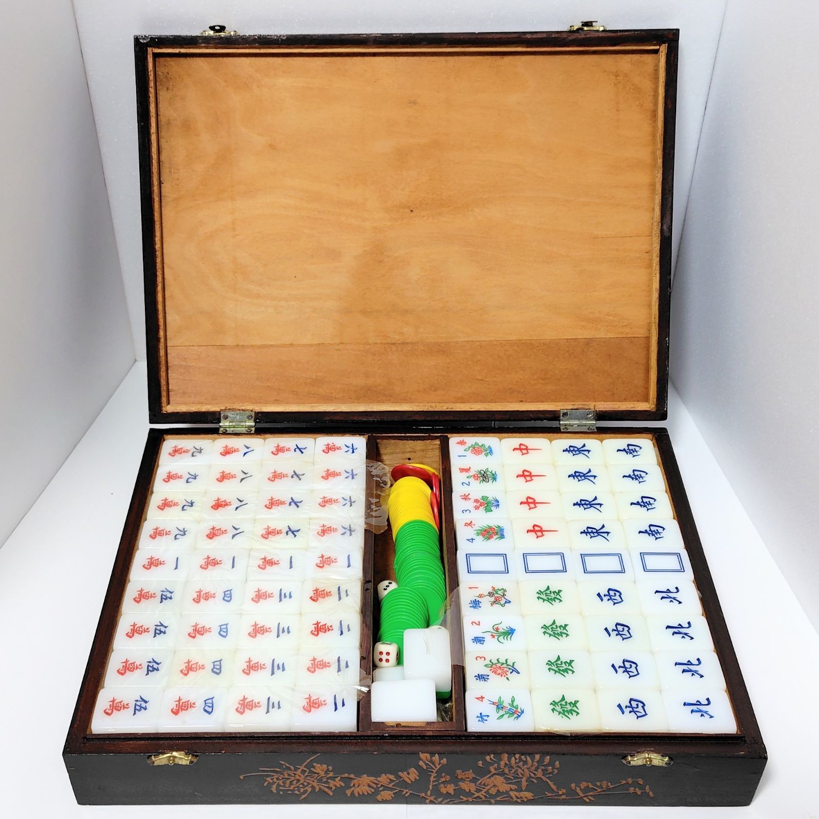 木箱入り麻雀セット 長楽 アンティーク 木箱入り麻雀セット 長楽